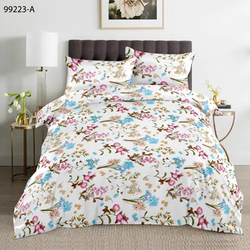 Orchid - Double Bed Printed Cotton Bedsheet and Comforter Set