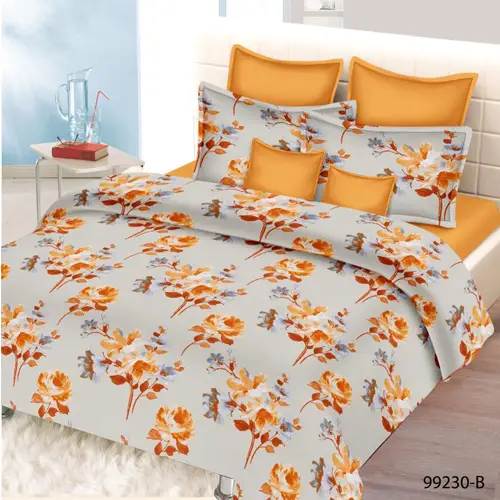 Rose-print - Double Bed Printed Cotton Bedsheet and Comforter Set