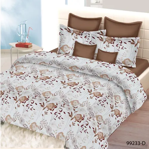 Rose-print - Double Bed Printed Cotton Bedsheet and Comforter Set