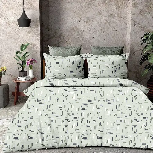 Dotted Square - Vision Double Bed Printed Cotton Bedsheet