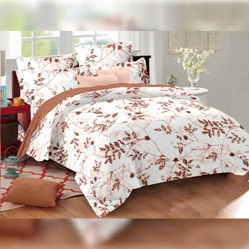 Flower-twig - Vision Double Bed Printed Cotton Bedsheet