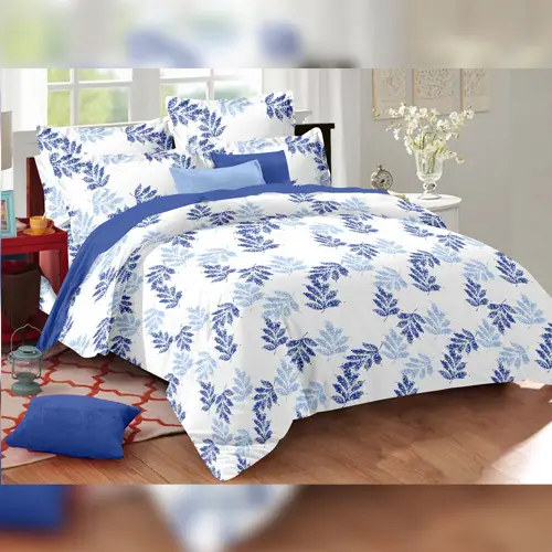 Leaf-print - Vision Double Bed Printed Cotton Bedsheet