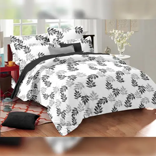 Leaf-print - Vision Double Bed Printed Cotton Bedsheet