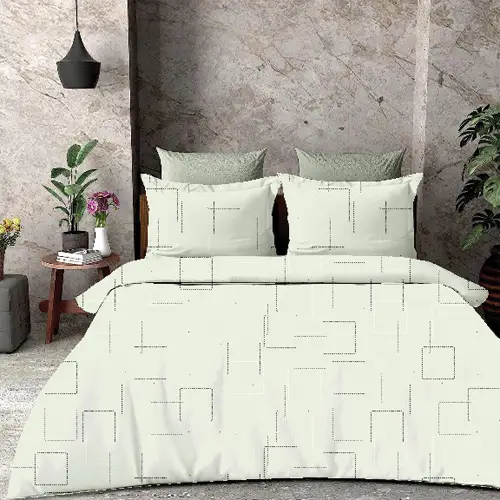 Light Square - Vision Double Bed Printed Cotton Bedsheet
