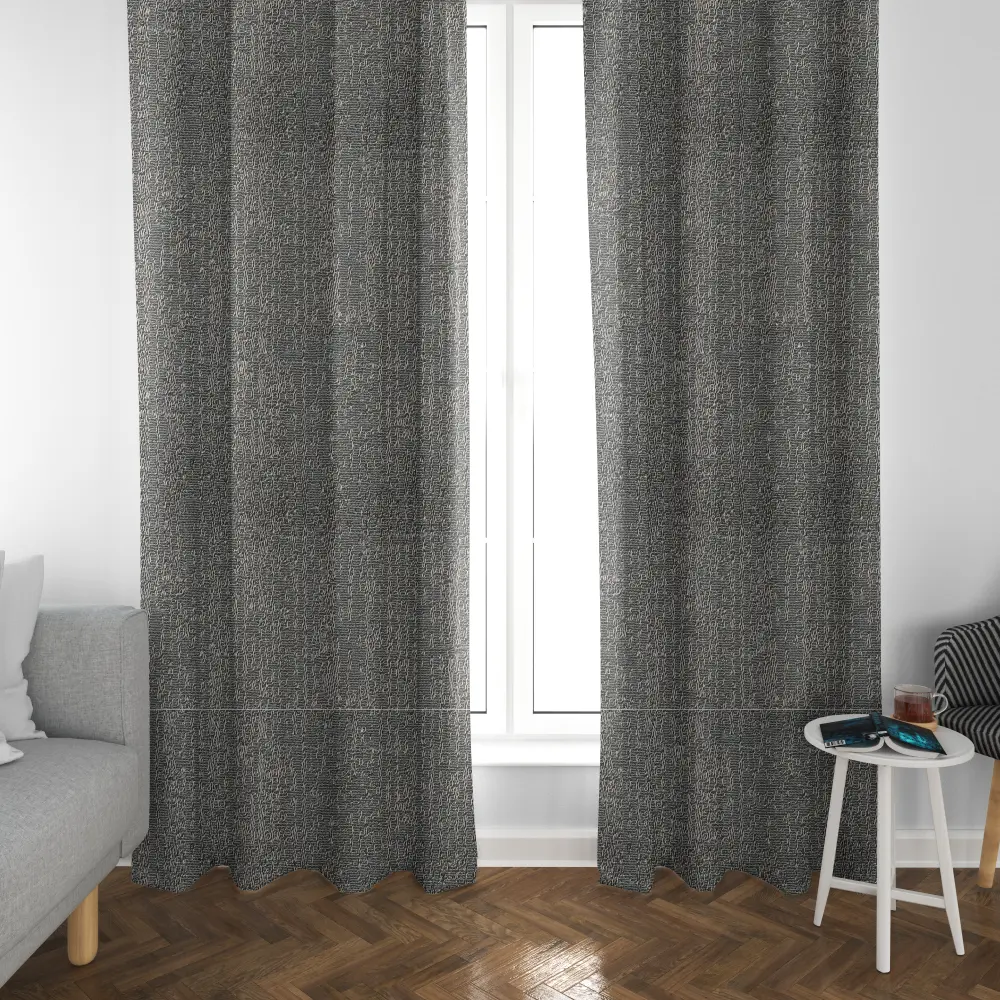 Jute curtains grommet black