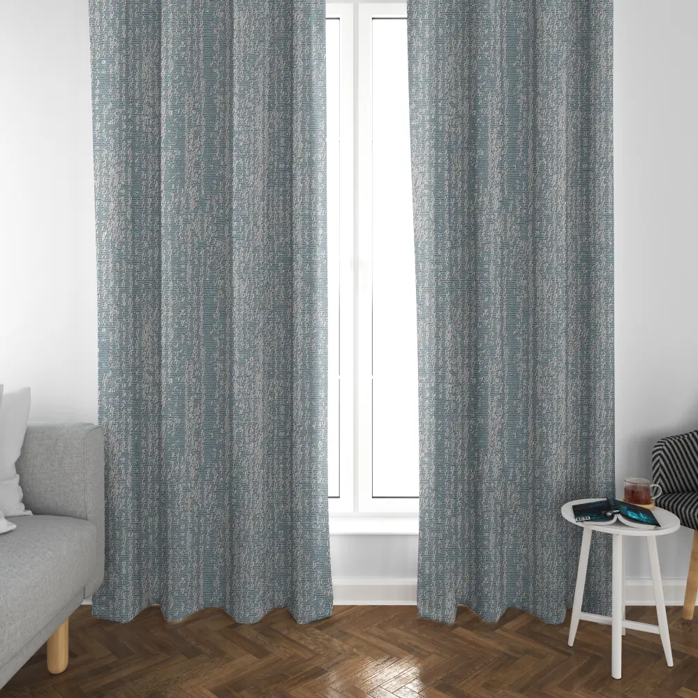 Jute curtains grommet blue